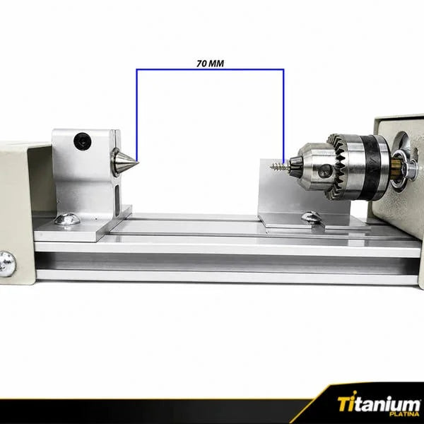 Mini Torno Mecanico para Madeira 96W 50mm - Titanium Platina