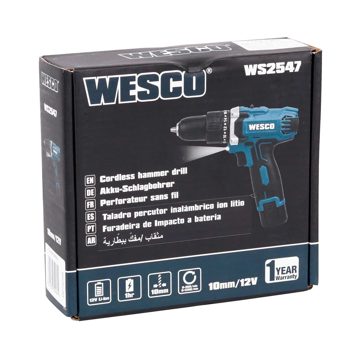 Furadeira e Parafusadeira de Impacto Wesco WS2547 a Bateria 12V 3/8" com Carregador e Bateria