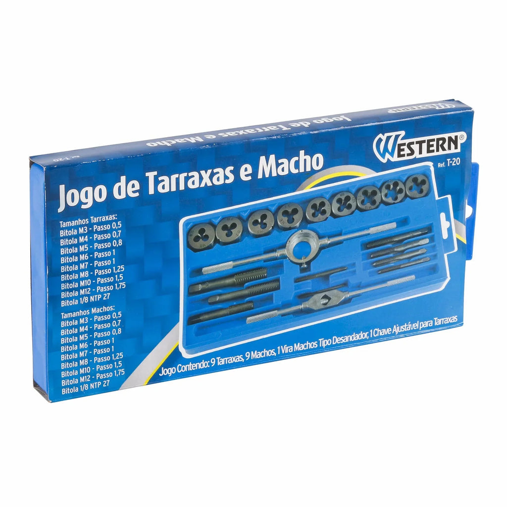 Kit de Tarraxas Western Aço Carbono 20 Peças Profissional