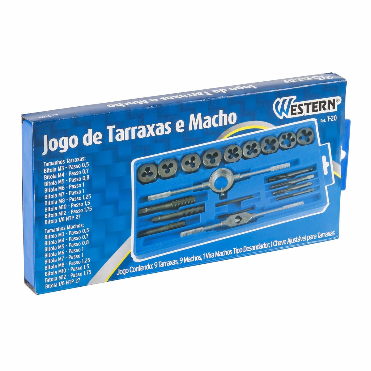 Kit de Tarraxas Western Aço Carbono 20 Peças Profissional