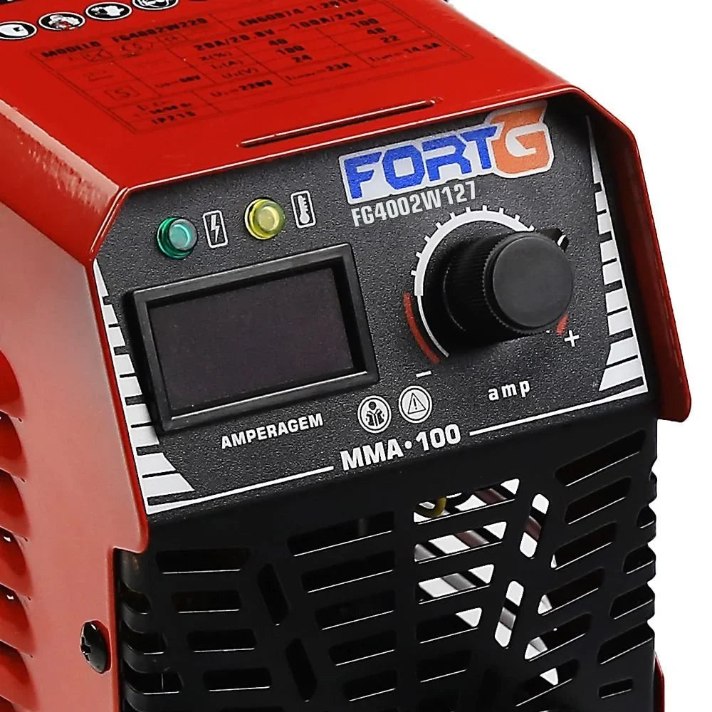Máquina de Solda Inversora FG4002W127 MMA 100A 127V com Display Digital – Mini Profissional FORTGPRO-FG4002W