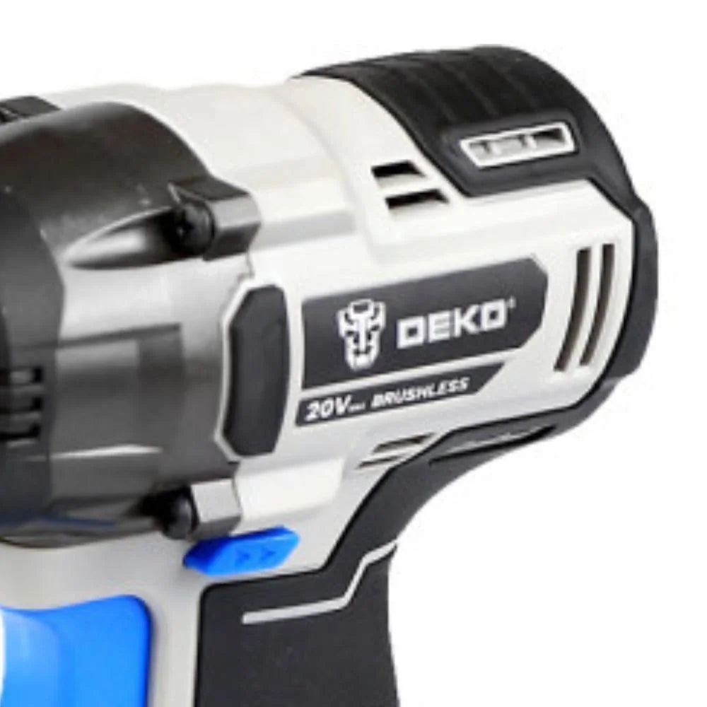 Chave de Impacto Parafusadeira Brushless 1/2 Pol com Bateria Lítio-Íon 2Ah 20V Carregador e Acessórios DEKO-DKBW20XL01-H