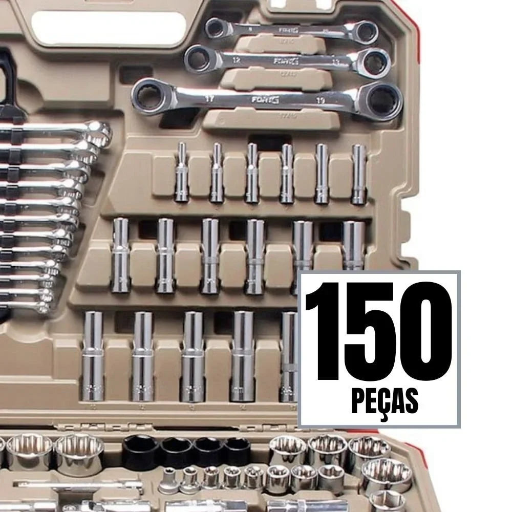 Jogo de Ferramentas Profissionais com 150 Peças e Maleta FORTGPRO-FG8925