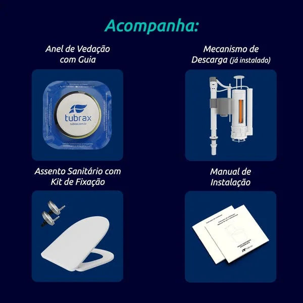 Vaso Sanitário Monobloco Produzido Em Cerâmica Com Acessórios Navies - VAB0004-C