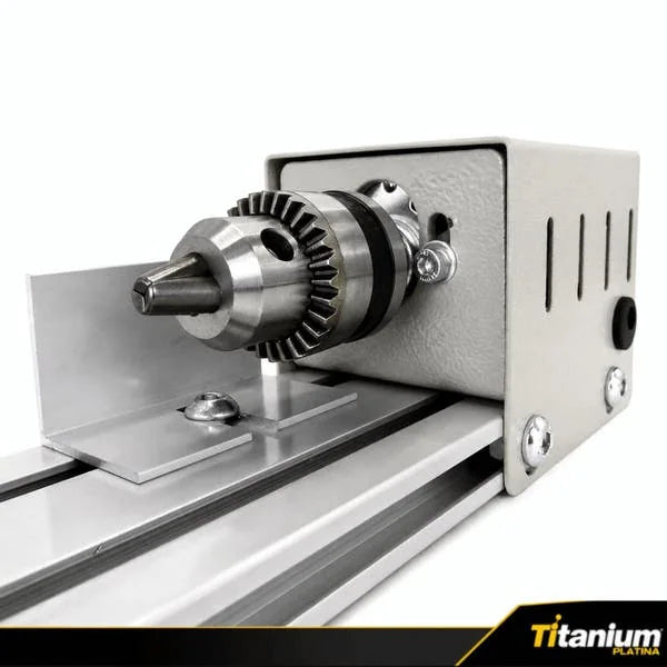 Mini Torno Mecanico para Madeira 96W 50mm - Titanium Platina