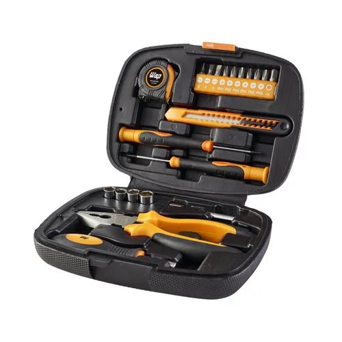 Kit de Ferramentas Manuais WAP MKF21 com 21 Peças e Maleta Organizadora Amarelo