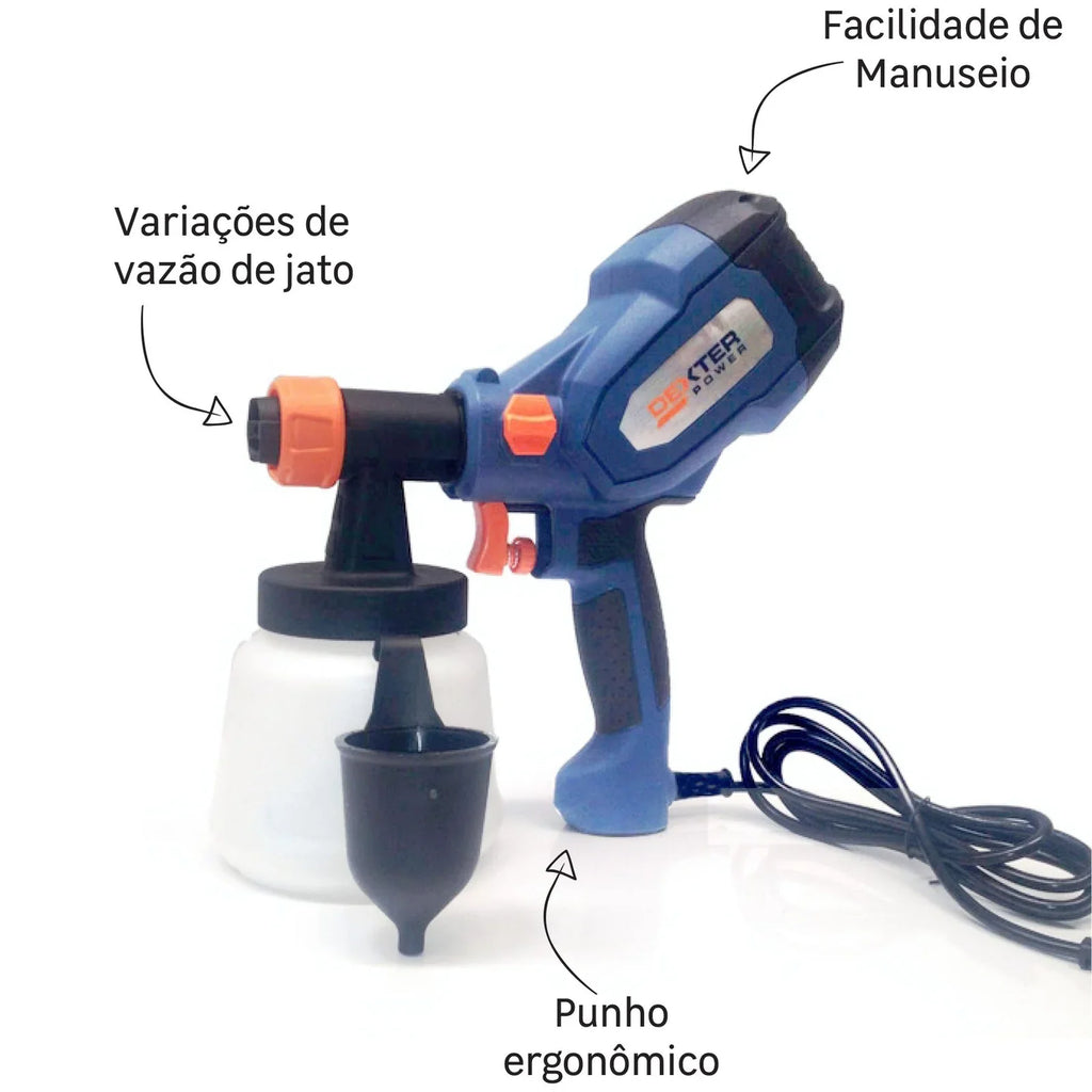 Pistola de Pintura Pulverizadora HVLP Elétrica 900ml 400W 127V (110V) Dexter PLD3120