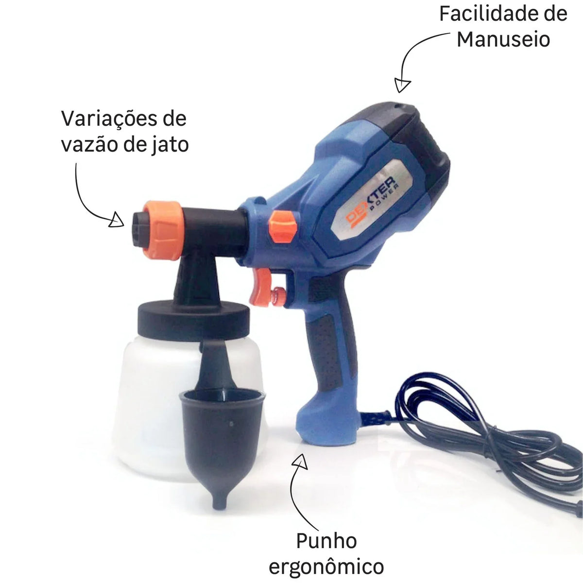 Pistola de Pintura Pulverizadora HVLP Elétrica 900ml 400W 127V (110V) Dexter PLD3120