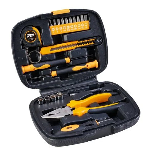 Kit de Ferramentas Manuais WAP MKF21 com 21 Peças e Maleta Organizadora Amarelo