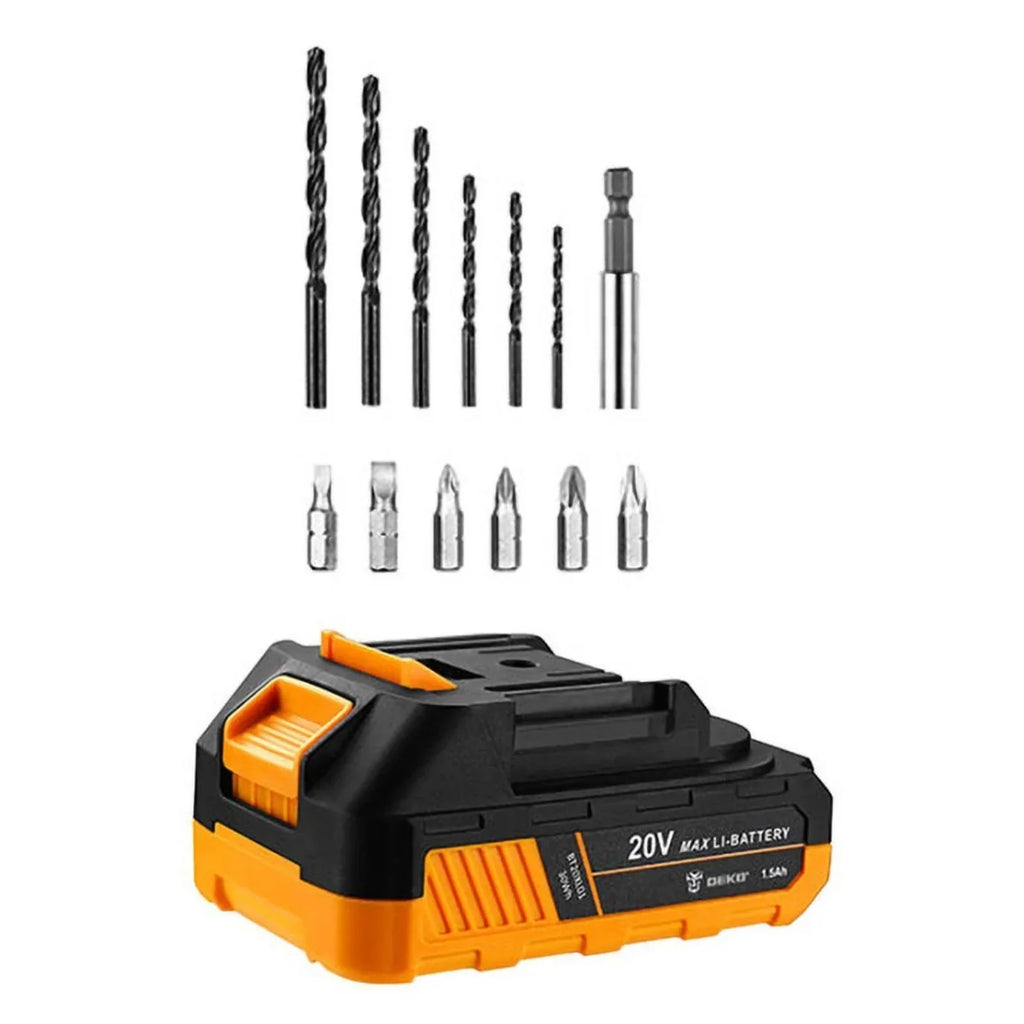 Furadeira e Parafusadeira de Impacto 3/8” 20V com 2 Baterias 1.5Ah, Carregador e Maleta com Acessórios DEKO-DKCD20ID01-5S3