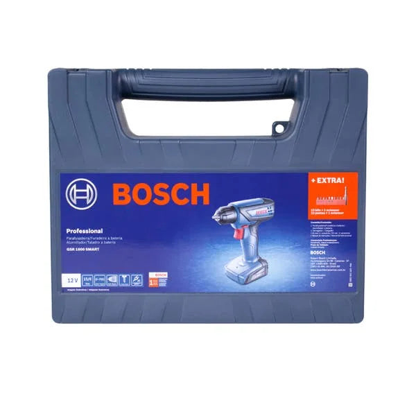 Furadeira e Parafusadeira Bosch GSR 1000 a Bateria 12V 1/4" com Carregador, 10 Bits e Extensor Universal