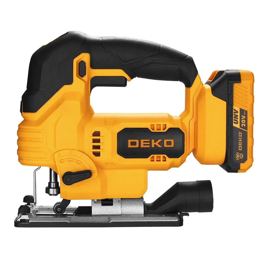 Serra Tico Tico 7/8 Pol 20V com Laser e Luz LED Bateria Lítio-íon Carregador e Acessórios DEKO-DKJS20Q1Y-S1