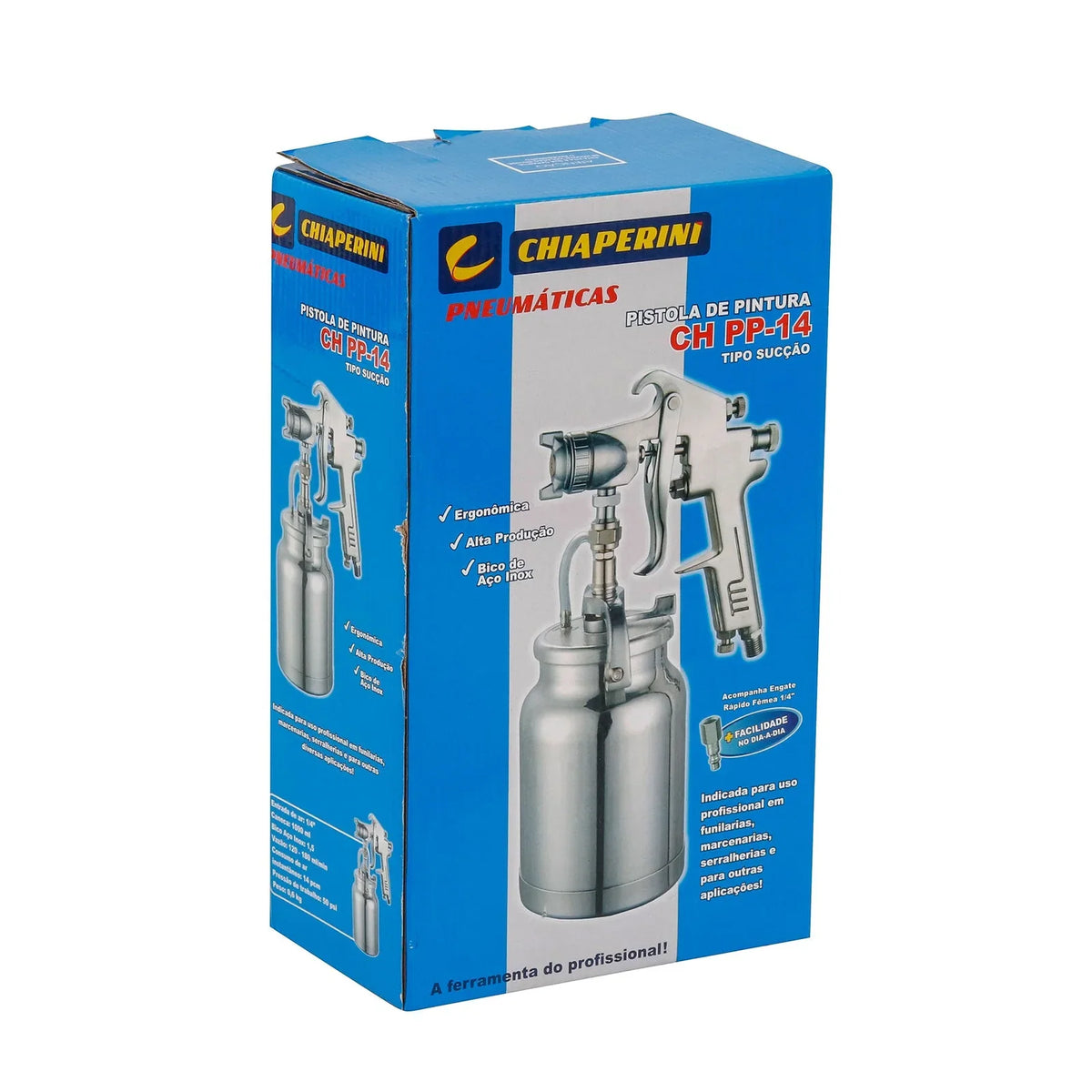 Pistola de Pintura Pneumática Alta Produção 1L Chiaperini CH PP-14