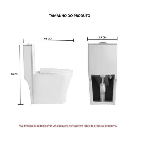 Vaso Sanitário Monobloco com Caixa Acoplada, Anel de Vedação e Mangueira Flexível Smart 275 - Smart Norte