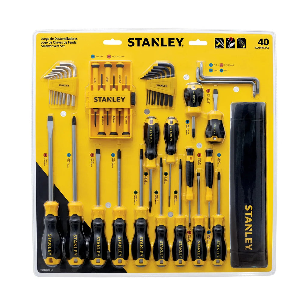 Kit de Ferramentas Stanley Aço Carbono com Bolsa 40 Peças Profissional