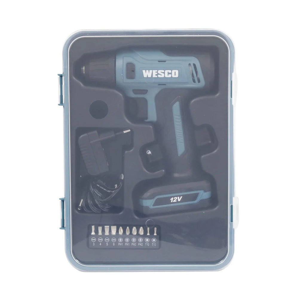 Furadeira e Parafusadeira Wesco WS2550K a Bateria 12V 3/8" com Carregador e Acessórios