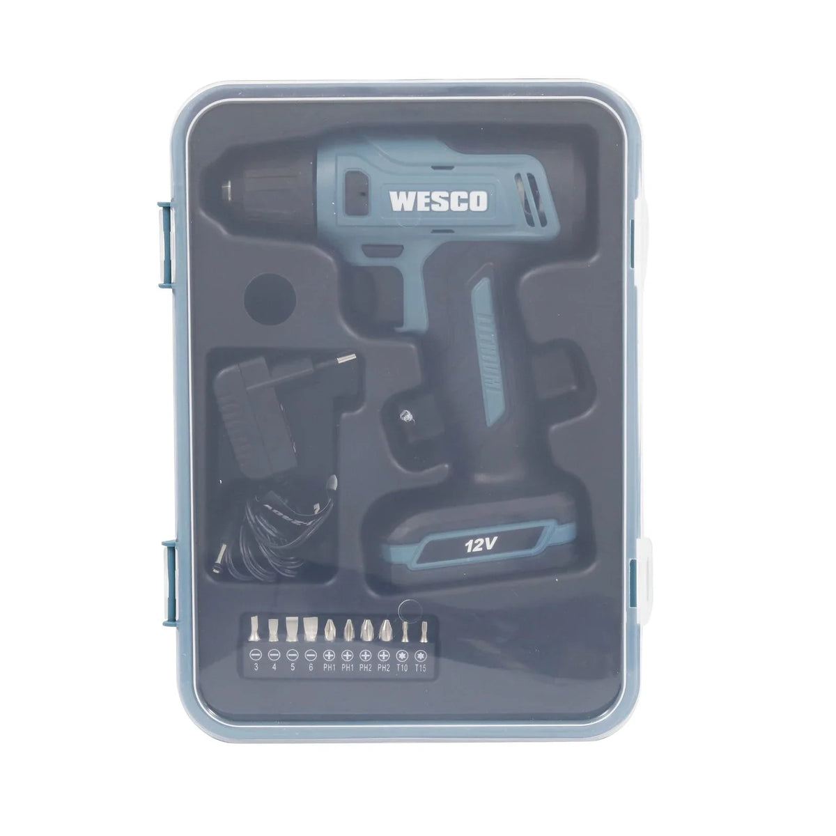 Furadeira e Parafusadeira Wesco WS2550K a Bateria 12V 3/8" com Carregador e Acessórios