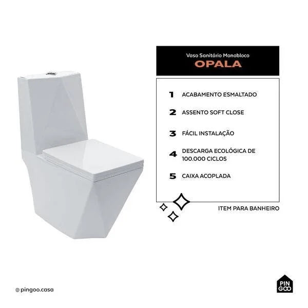 Vaso Sanitário Monobloco Opala Pingoo.casa - Branco