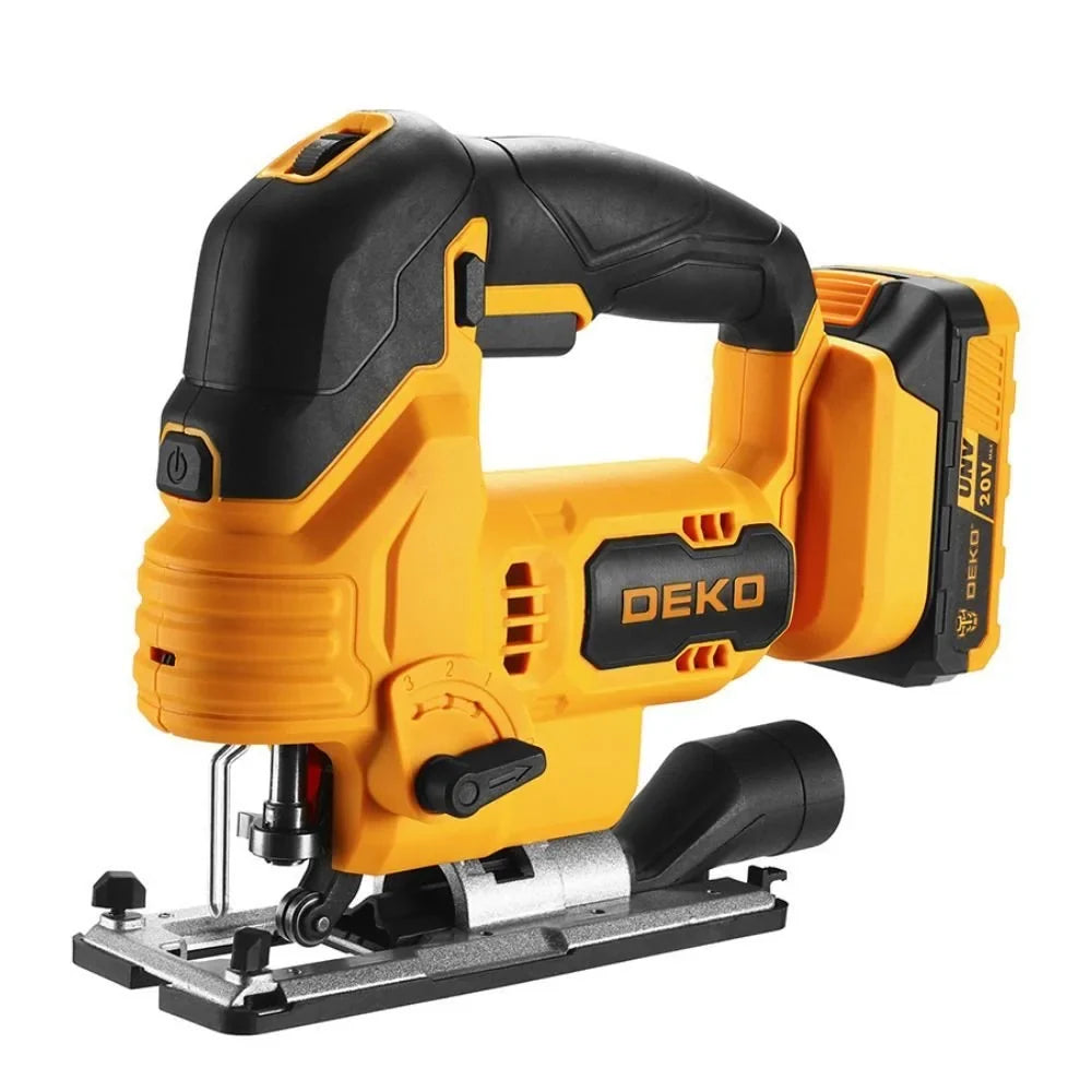 Serra Tico Tico 7/8 Pol 20V com Laser e Luz LED Bateria Lítio-íon Carregador e Acessórios DEKO-DKJS20Q1Y-S1