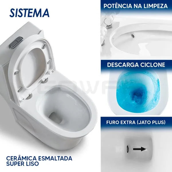 Vaso Sanitário Monobloco Turquesa Completo Caixa Acoplada
