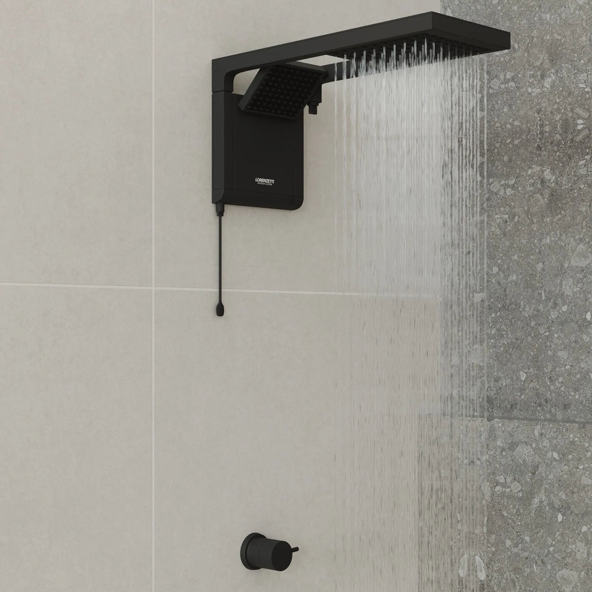 Chuveiro Elétrico Eletrônico 7800w Preto Fosco Quadrado Acqua Duo Ultra Lorenzetti